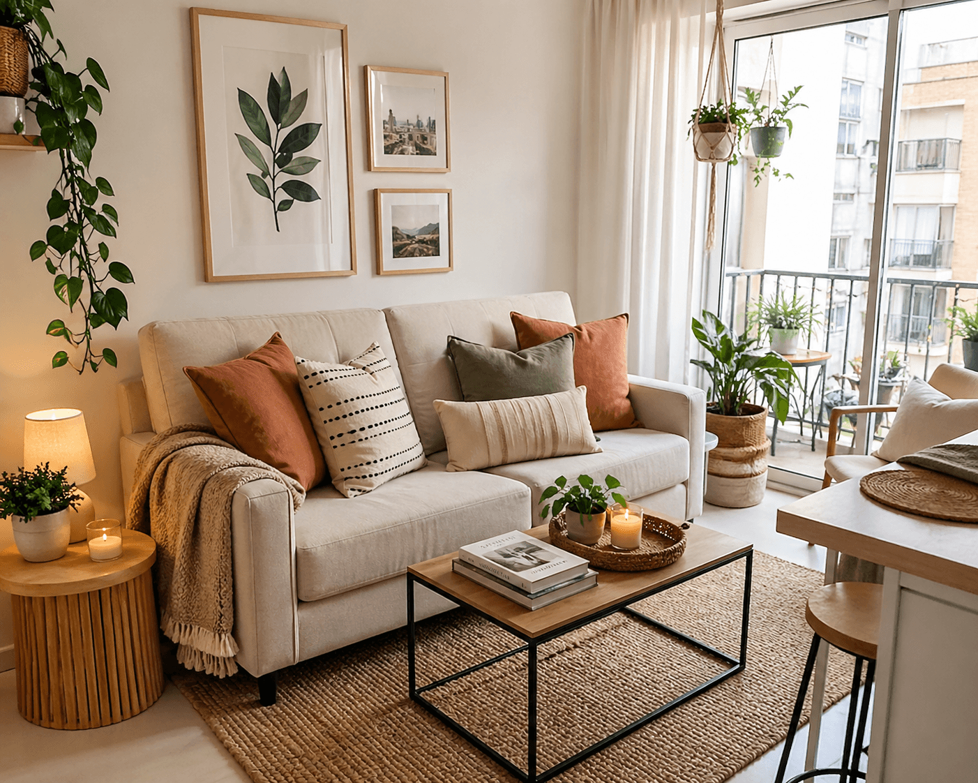 Neutral and textured throw pillow combination