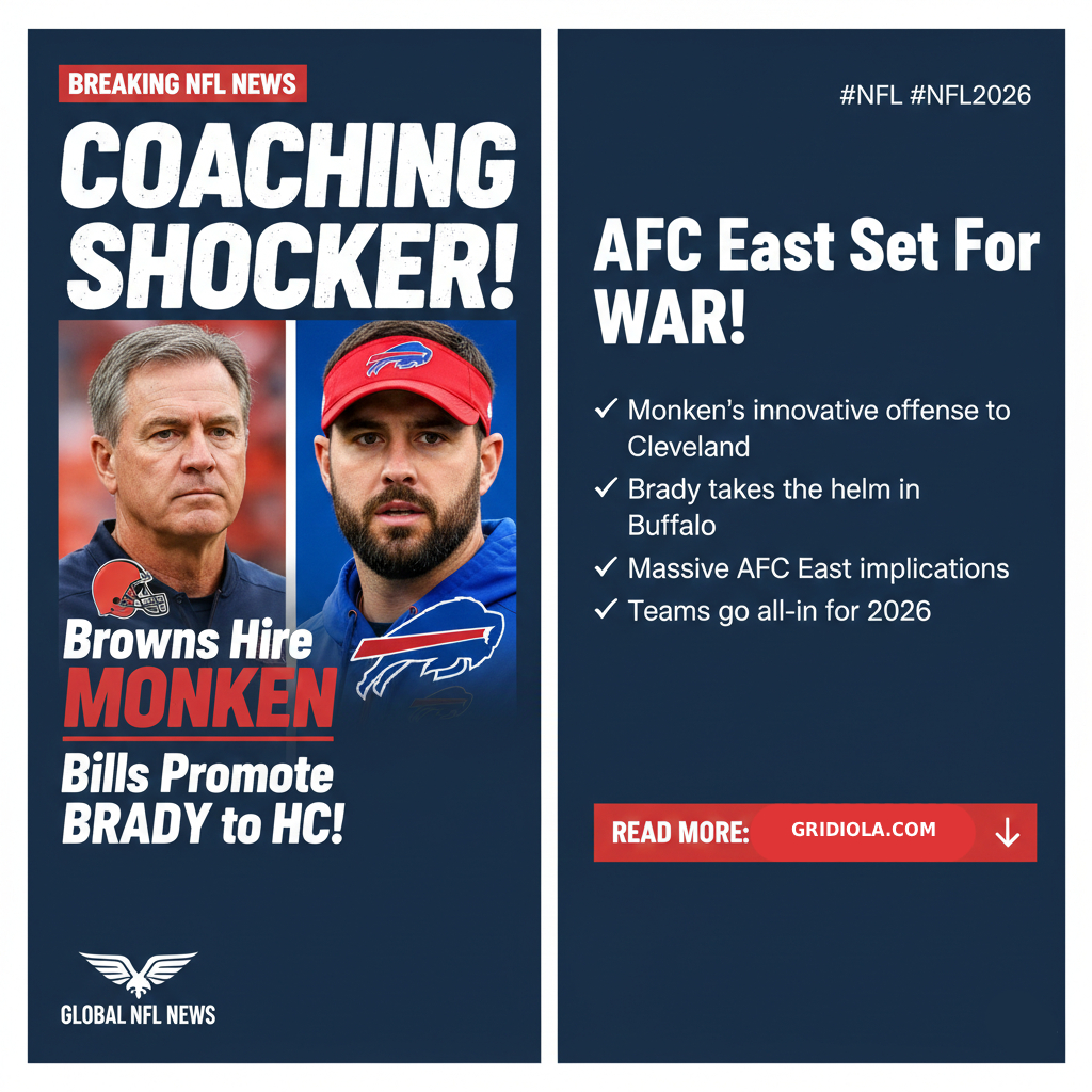 Todd Monken and Joe Brady side-by-side with team logos